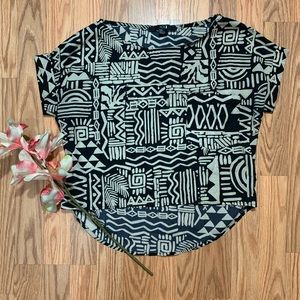 Tribal-Style Short-Sleeve Crop Top